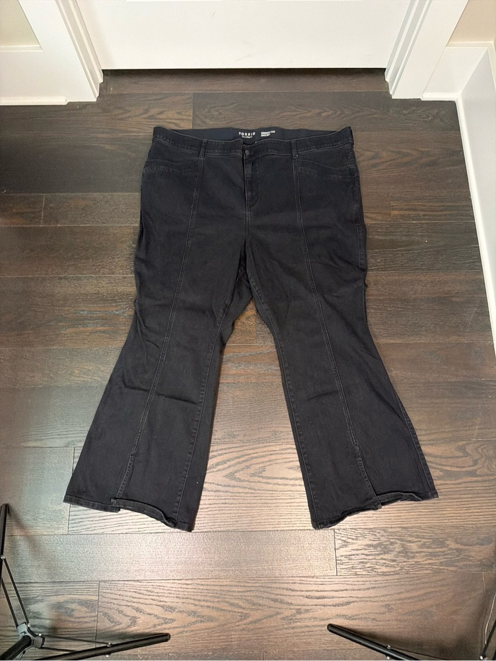 Black Flared Women’s Pants with Front Seam Detail